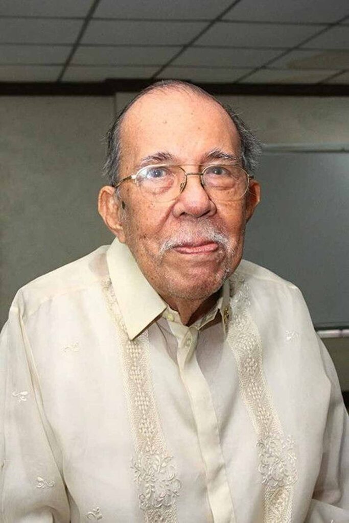 Eddie Romero, Filipino filmmaker and National Artist, wearing a Barong Tagalog