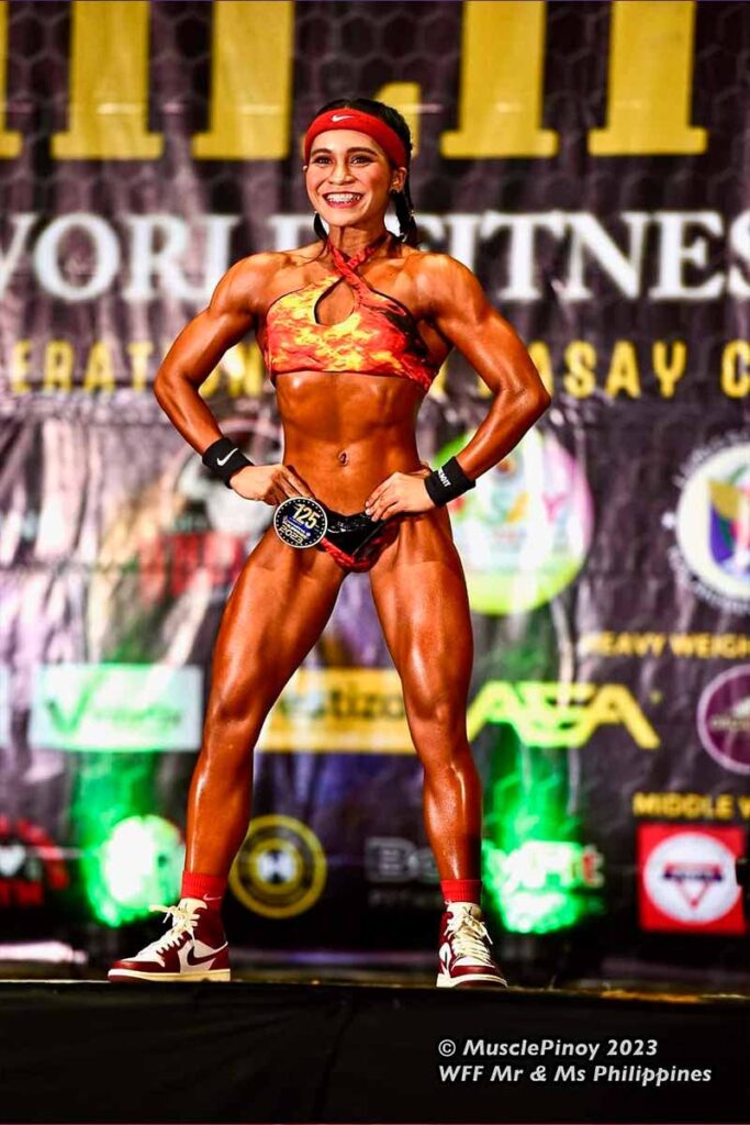 Julianna Nicole Lopez posing on stage during the WFF Mr. & Ms. Philippines 2023 competition